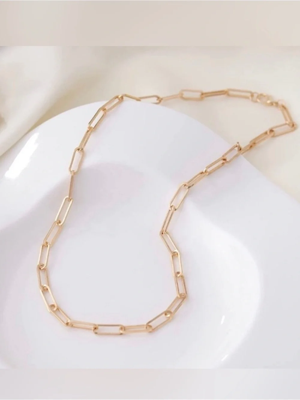 14k Gold Plated Paperclip Chain Necklace